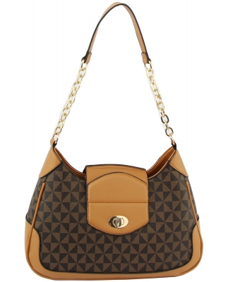 Monogram Shoulder Bag Satchel LMN029 BROWN